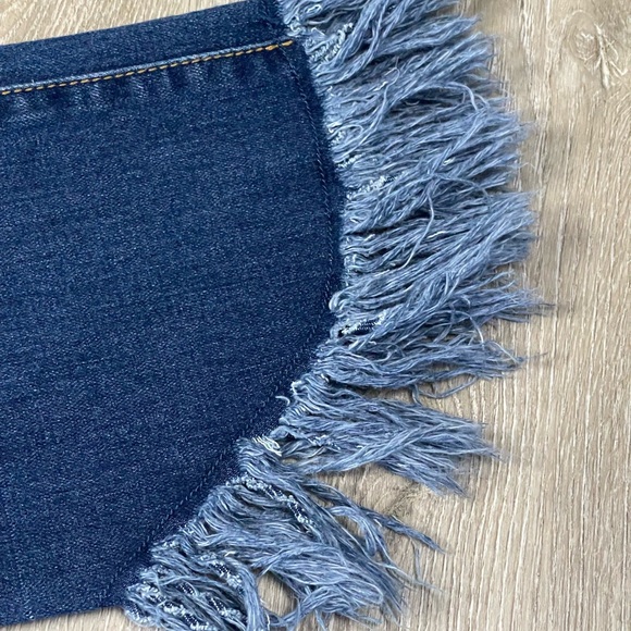 INC International Concepts Dark Blue Straight Leg Jeans with Frayed Hem - Picture 7 of 16